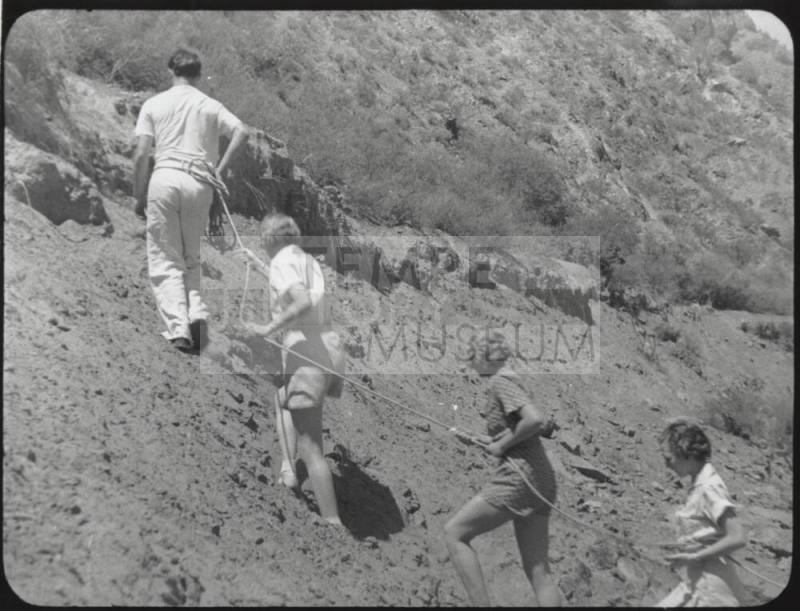 Photograph: group of coeds climbing Tempe Butte