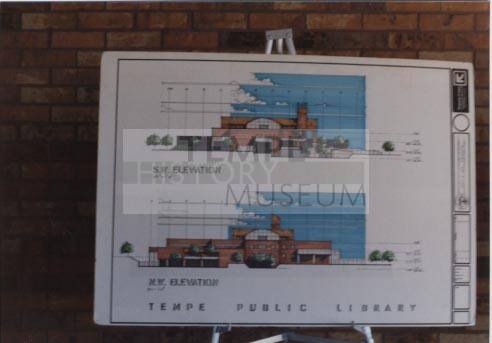 Photograph of drawing of Tempe Public Library