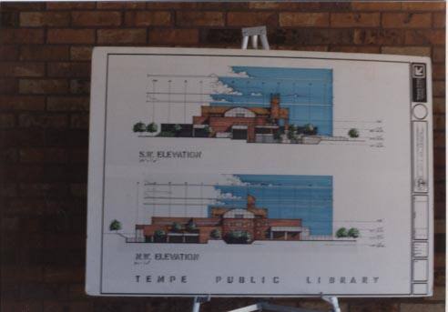 Photograph of drawing of Tempe Public Library