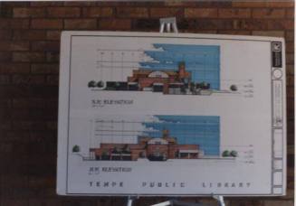 Photograph of drawing of Tempe Public Library