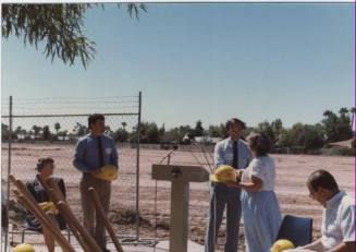 Photograph of Mayor Harry Mitchell ginving a speech
