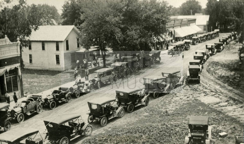 View of street and vehicles