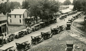 View of street and vehicles