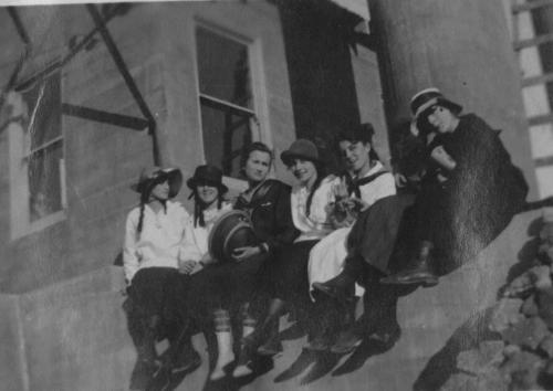 Group sitting on edge