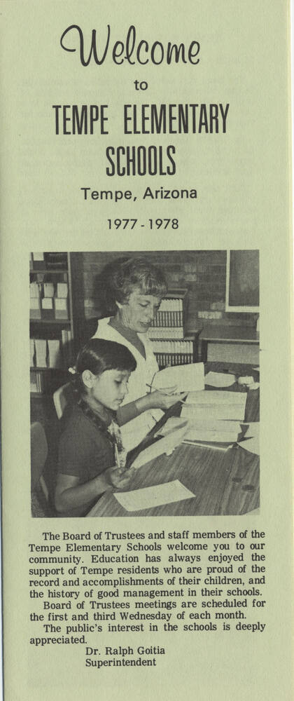 Welcome to Tempe Elementary Schools 1977 - 78