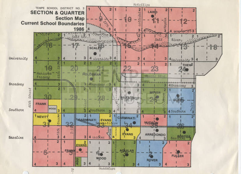 Tempe School Boundaries Map 1986 District #3