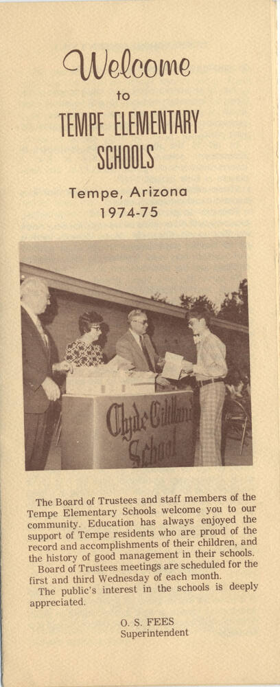 Welcome to Tempe Elementary Schools 1974 - 75