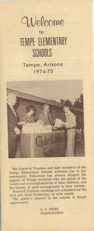 Welcome to Tempe Elementary Schools 1974 - 75