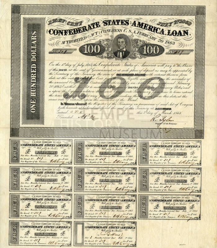 Confederate States of America Loan #309 Bond