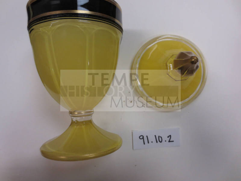 Yellow and black  glass candy jar with lid