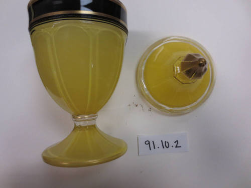 Yellow and black  glass candy jar with lid