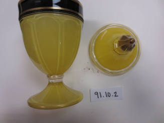 Yellow and black  glass candy jar with lid