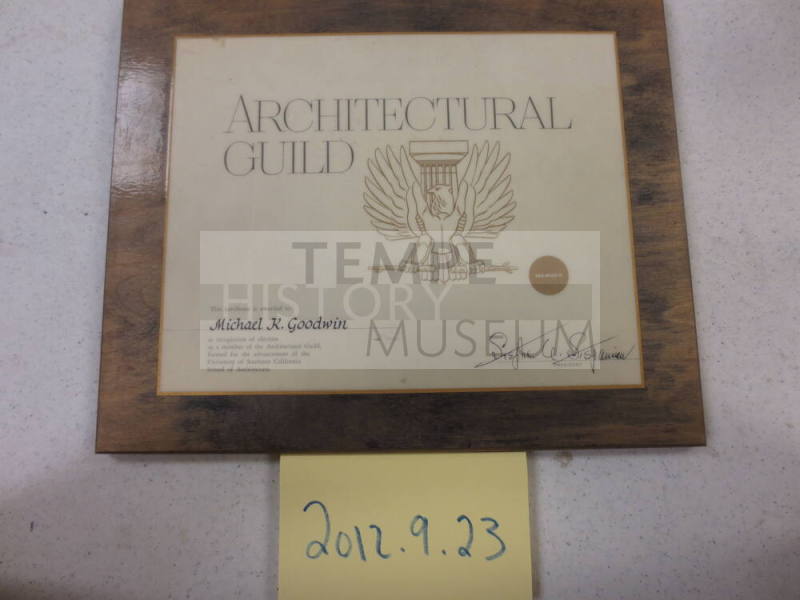 Michael Goodwin Architectural certificate award