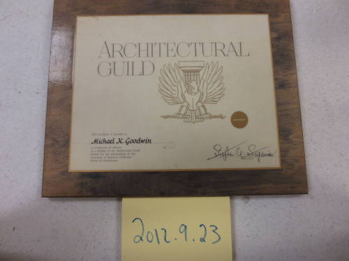 Michael Goodwin Architectural certificate award