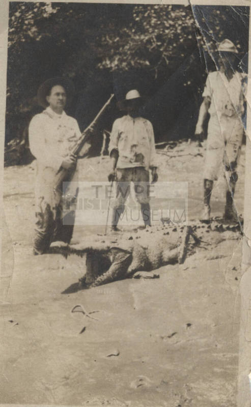 Representative Carl Hayden with killed alligator in Panama