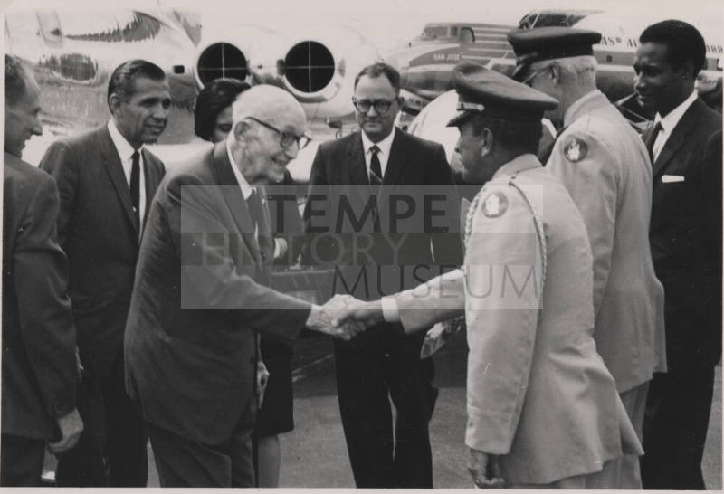Senator Carl Hayden and a Foreign Dignitary greet each other