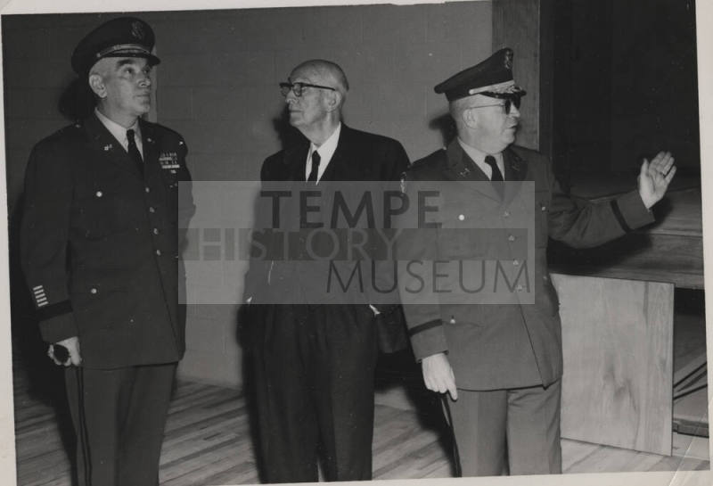 General Nelson, Senator Hayden, and Col. McCoach at Field House.