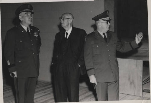 General Nelson, Senator Hayden, and Col. McCoach at Field House.