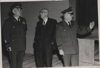 General Nelson, Senator Hayden, and Col. McCoach at Field House.