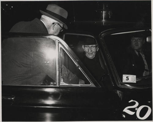 Senator Hayden arrives at destination in official car, Washington D.C.