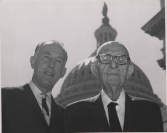 Carl Hayden photographed with Senator Paul Fannin near the Washington Capital Building