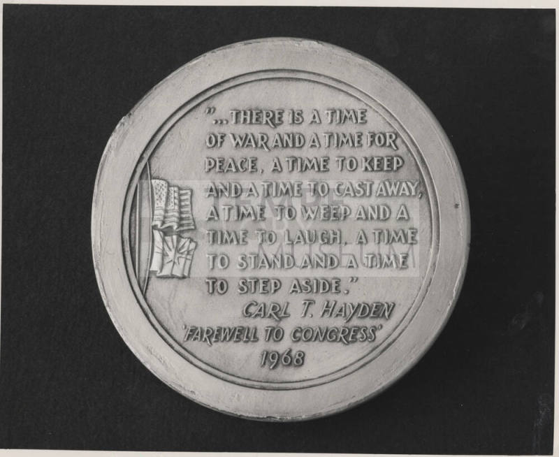 Back of Carl Hayden Medallion