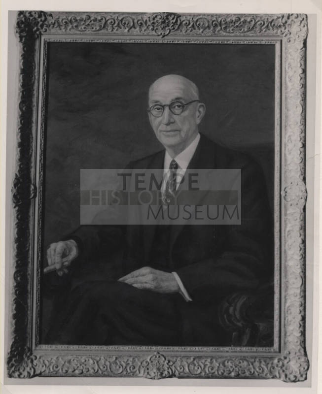 Photo of framed painted portrait of Carl Hayden
