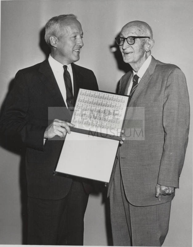 Postmaster General Day presents Sheet of Stamps to Hayden