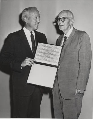 Postmaster General Day presents Sheet of Stamps to Hayden