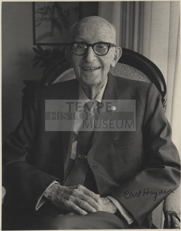 Autographed Photo of Senator Carl Hayden Photographed by Jan Young