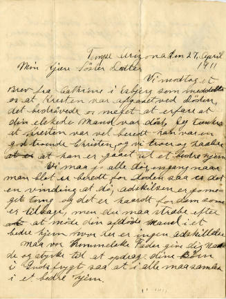 Letter from Niels Petersen to his niece