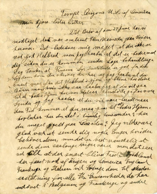 Letter from Niels Petersen to his Niece