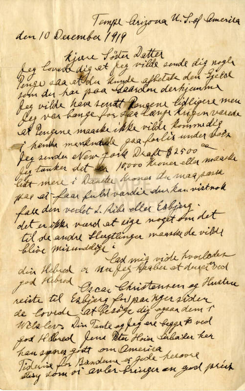 Letter from Niels Petersen