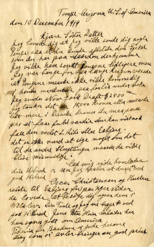 Letter from Niels Petersen