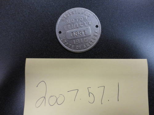 Motor Vehicle Registration Medallion.