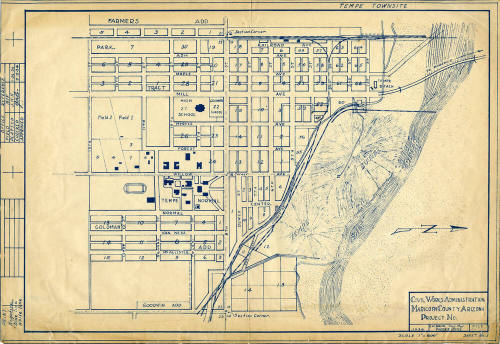 Tempe Townsite Map or Plan view Drawing by Civil Works Adminstration