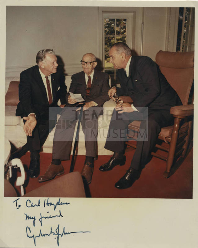 Autographed Photo by Lyndon B. Johnson with Senator Carl Hayden and Senator Everett Dirksen