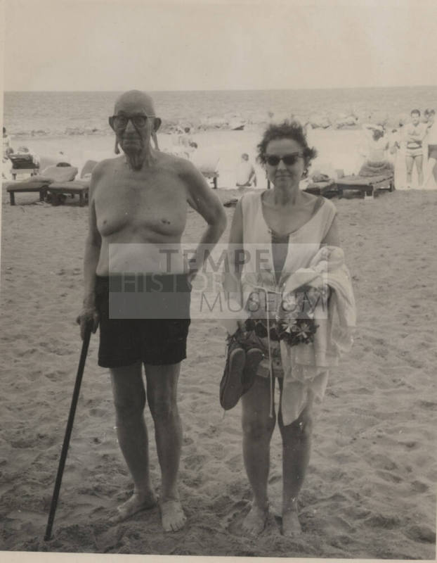 Carl Hayden with Nurse Dolly on a Beach