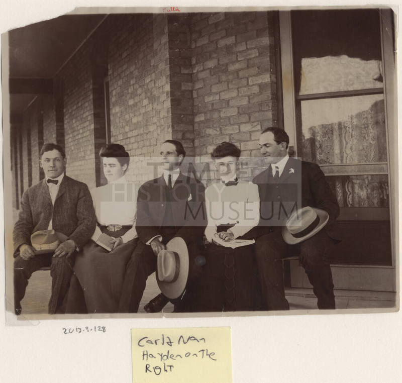 Carl and Nan Hayden with Three Unknown People