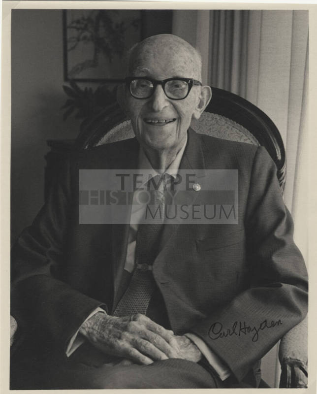 Portrait of Carl Hayden with Signature