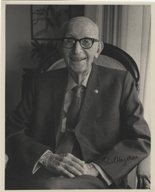 Portrait of Carl Hayden with Signature