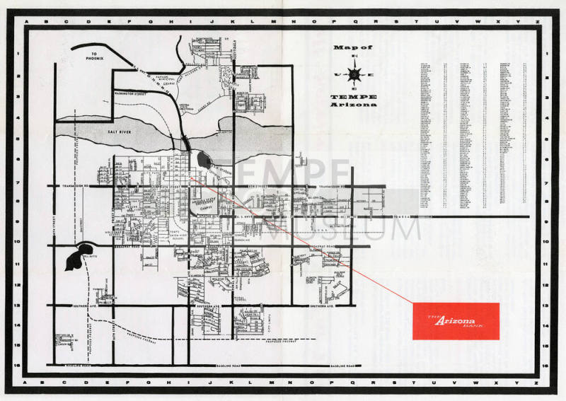Arizona Bank Advertising brochure with Tempe, Arizona Map