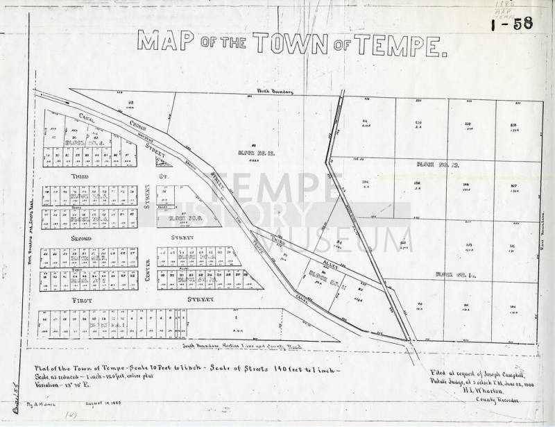 Map of the town of Tempe, Arizona