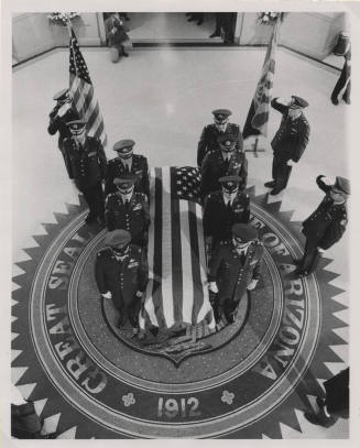 Bird's eye view of Carl Hayden's Coffin and Coffin Bearers