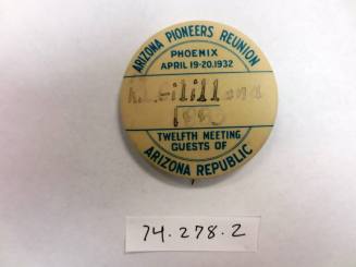 Arizona Pioneers Reunion button