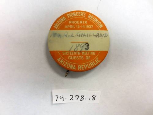 Arizona Pioneers Reunion button