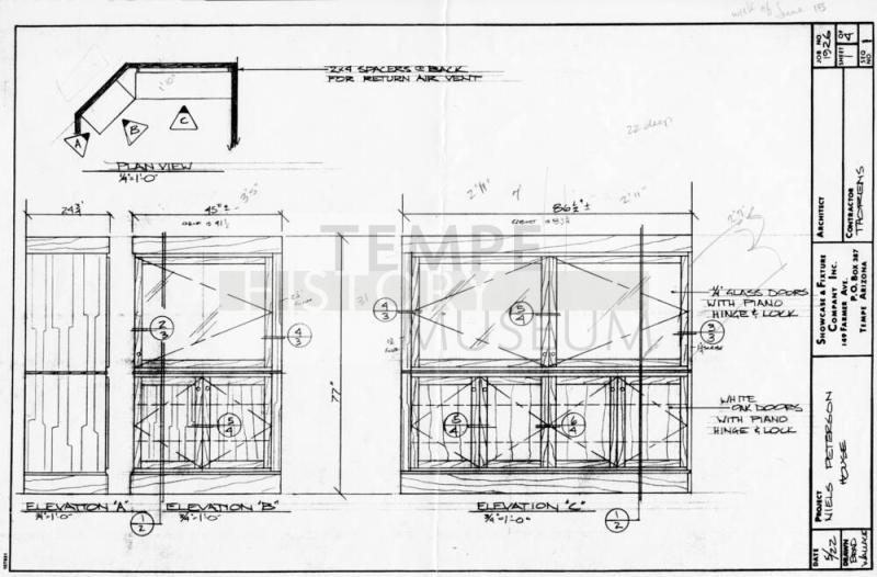 Niels Petersen House Drawing of  Showcase (4 sheets)