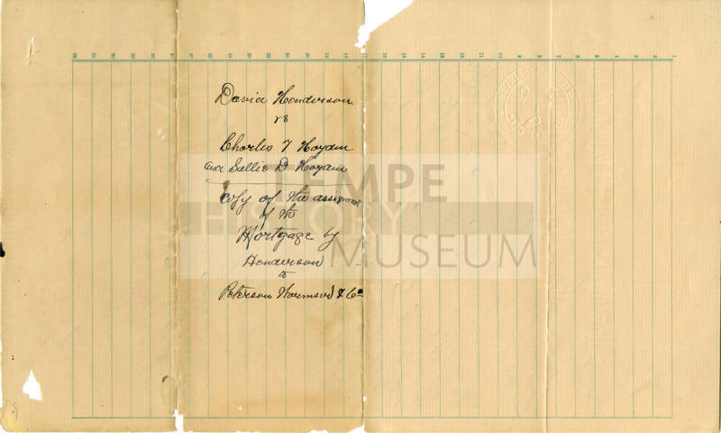 David Henderson vs. Carl T. Hayden and Sallie D. Hayden - Copy of the Assignment fo the Mortgage by Henderson and Peterson Wormser