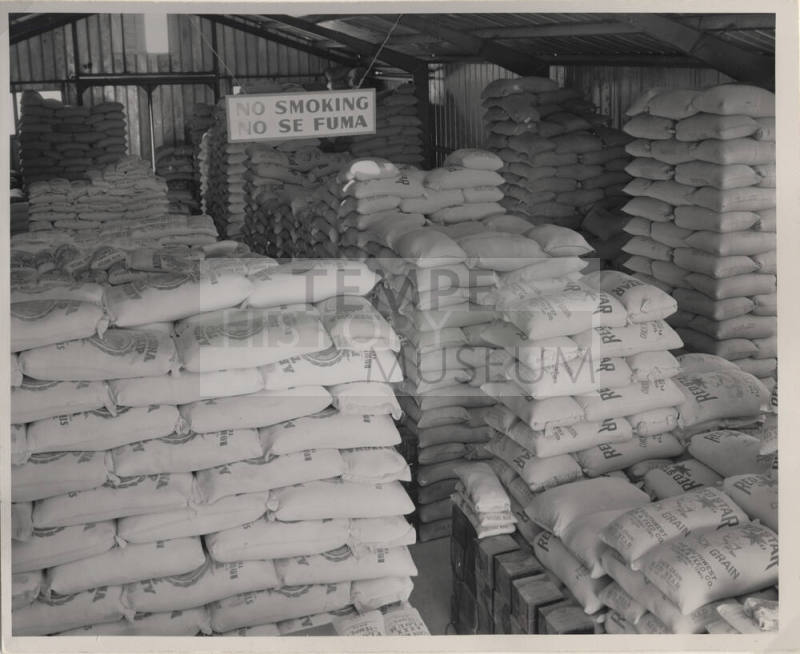 Piles of Flour Sacks Inside a Building