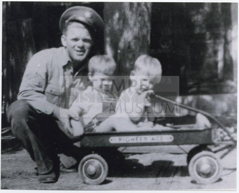 Photograph of Arizona Harris with 2 Nephews